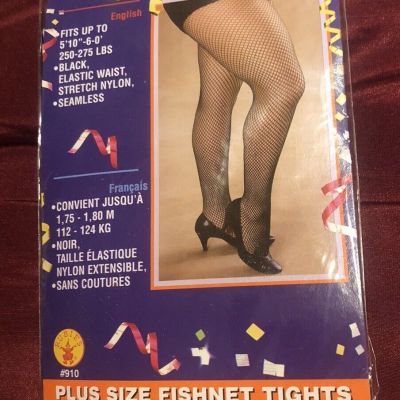 Black Fishnet Tights Plus Size Seamless Fits 5'10-6'0